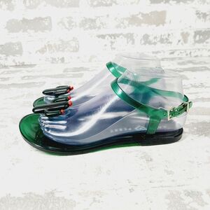 NEW Katy Perry Geli Green Cactus Flat Jelly Slingback Thong Sandals F467